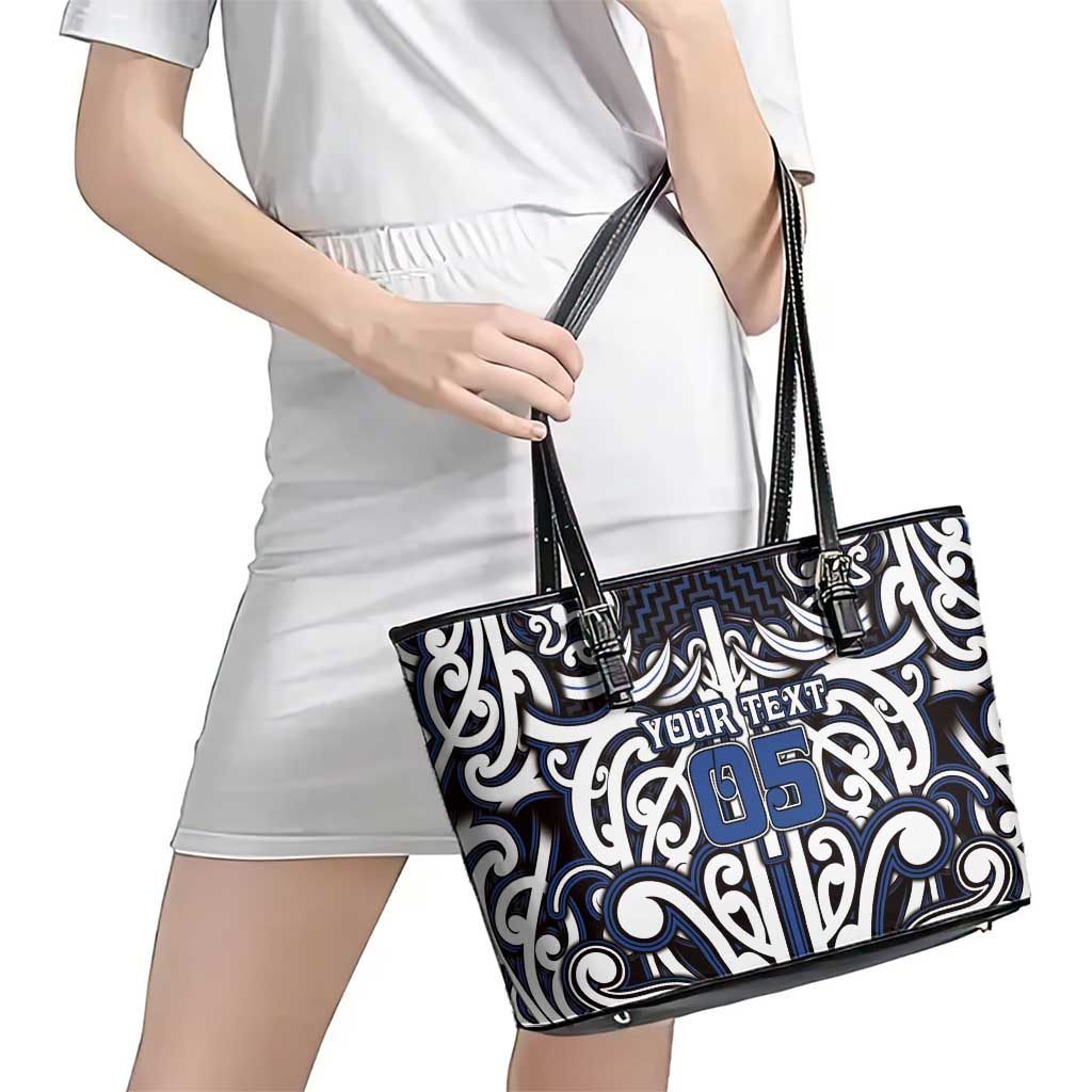 Custom Aotearoa Ngati Tuwharetoa Leather Tote Bag Maori Tribal Pattern Mix Poutama LT05 - Polynesian Pride