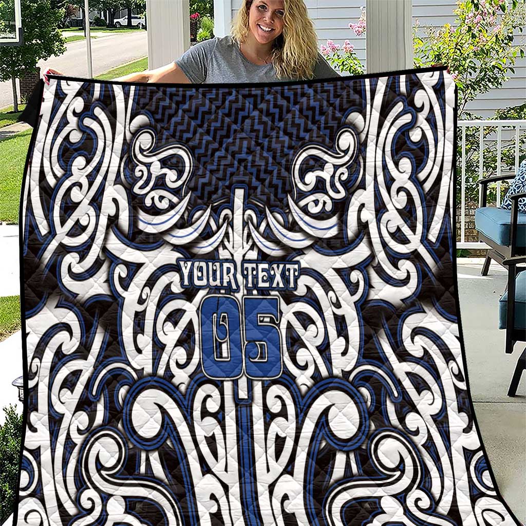 Custom Aotearoa Ngati Tuwharetoa Quilt Maori Tribal Pattern Mix Poutama LT05 Navy - Polynesian Pride