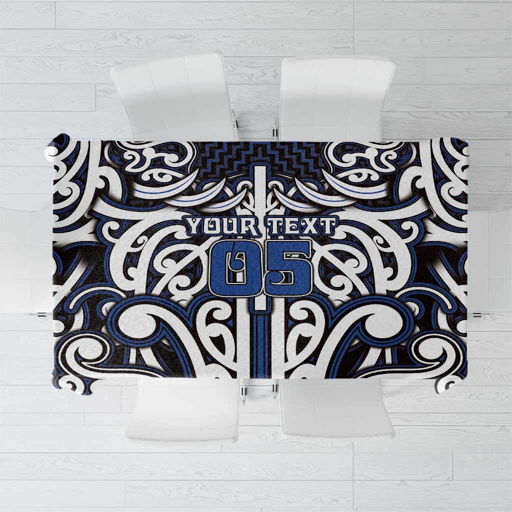 Custom Aotearoa Ngati Tuwharetoa Tablecloth Maori Tribal Pattern Mix Poutama LT05 Navy - Polynesian Pride