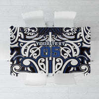 Custom Aotearoa Ngati Tuwharetoa Tablecloth Maori Tribal Pattern Mix Poutama LT05 Navy - Polynesian Pride