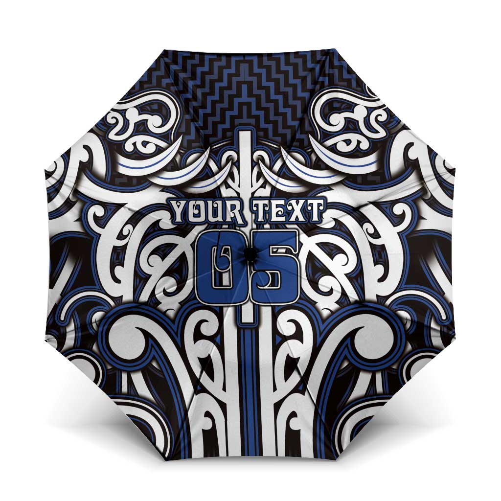 Custom Aotearoa Ngati Tuwharetoa Umbrella Maori Tribal Pattern Mix Poutama LT05 One Size Folded 11.42 inch Opened Diameter 37.4 inch Navy - Polynesian Pride