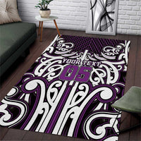 Custom Aotearoa Rangitane Area Rug Maori Tribal Pattern Mix Poutama LT05 Purple - Polynesian Pride