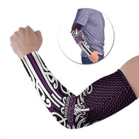 Custom Aotearoa Rangitane Arm Sleeves Maori Tribal Pattern Mix Poutama LT05 Set of 2 Purple - Polynesian Pride