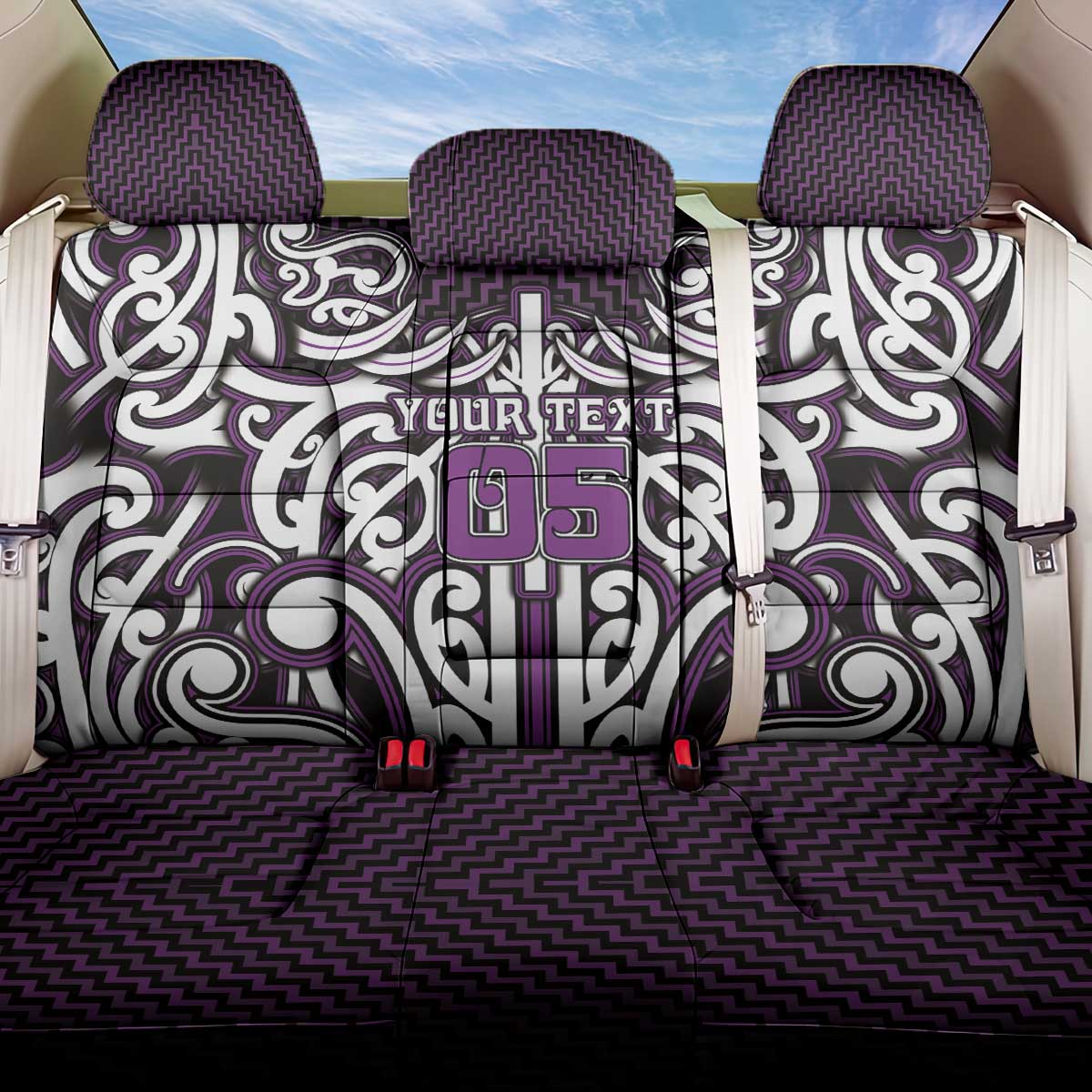Custom Aotearoa Rangitane Back Car Seat Cover Maori Tribal Pattern Mix Poutama LT05 One Size Purple - Polynesian Pride