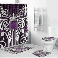 Custom Aotearoa Rangitane Bathroom Set Maori Tribal Pattern Mix Poutama LT05 Bathroom Set (4 pcs) Purple - Polynesian Pride