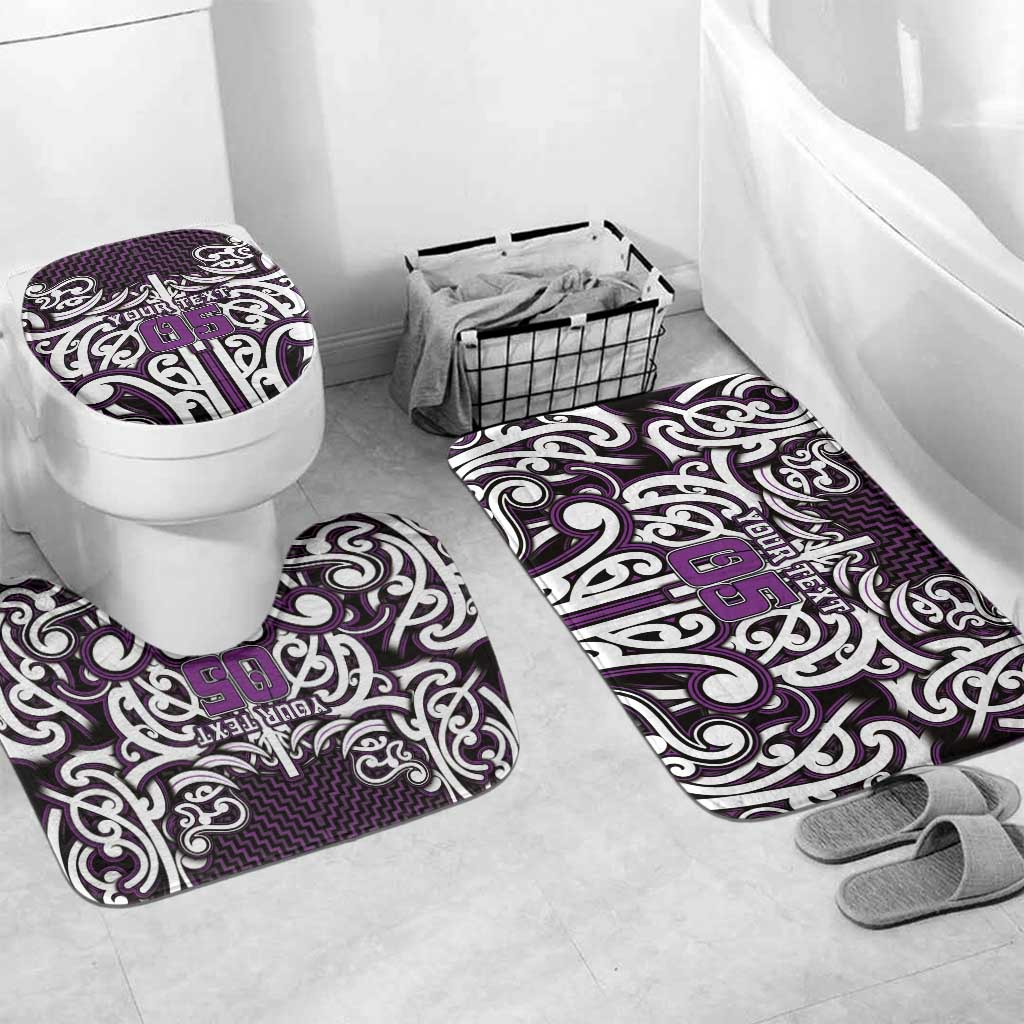 Custom Aotearoa Rangitane Bathroom Set Maori Tribal Pattern Mix Poutama LT05 Mat Set Only (3 pcs) One Size Purple - Polynesian Pride