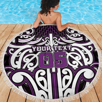 Custom Aotearoa Rangitane Beach Blanket Maori Tribal Pattern Mix Poutama LT05 - Polynesian Pride
