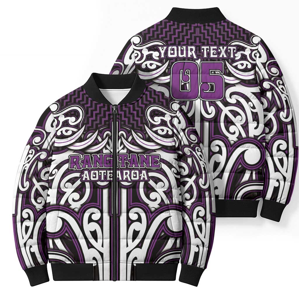 Custom Aotearoa Rangitane Bomber Puffer Jacket Maori Tribal Pattern Mix Poutama LT05 - Polynesian Pride