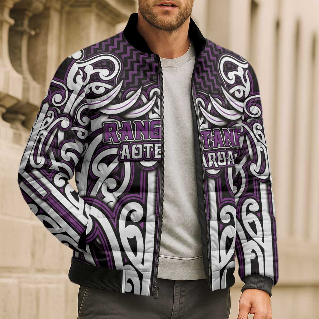 Custom Aotearoa Rangitane Bomber Puffer Jacket Maori Tribal Pattern Mix Poutama LT05 - Polynesian Pride