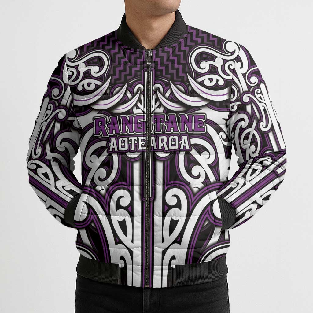 Custom Aotearoa Rangitane Bomber Puffer Jacket Maori Tribal Pattern Mix Poutama LT05 - Polynesian Pride