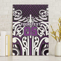 Custom Aotearoa Rangitane Canvas Wall Art Maori Tribal Pattern Mix Poutama LT05 Without Frame Purple - Polynesian Pride