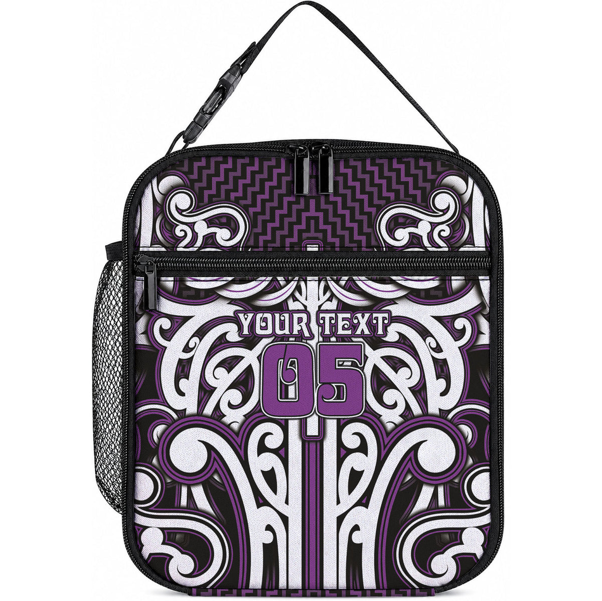 Custom Aotearoa Rangitane Lunch Bag Maori Tribal Pattern Mix Poutama LT05 10.2 × 8.3 × 4.3 inch Purple - Polynesian Pride