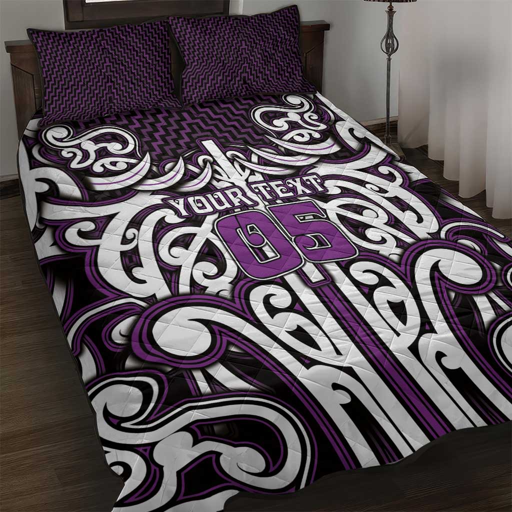 Custom Aotearoa Rangitane Quilt Bed Set Maori Tribal Pattern Mix Poutama LT05 Purple - Polynesian Pride