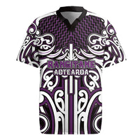 Custom Aotearoa Rangitane Rugby Jersey Maori Tribal Pattern Mix Poutama LT05 Purple - Polynesian Pride