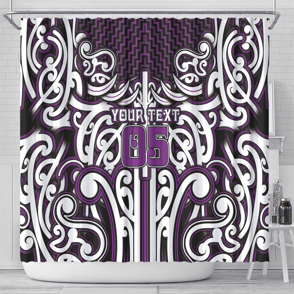 Custom Aotearoa Rangitane Shower Curtain Maori Tribal Pattern Mix Poutama LT05 - Polynesian Pride