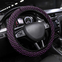 Aotearoa Rangitane Steering Wheel Cover Maori Tribal Pattern Mix Poutama LT05 Universal Fit Purple - Polynesian Pride