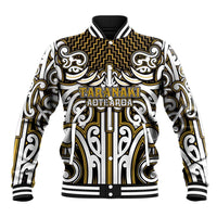 Custom Aotearoa Taranaki Baseball Jacket Maori Tribal Pattern Mix Poutama LT05 Unisex Yellow - Polynesian Pride