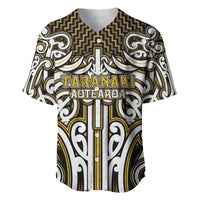 Custom Aotearoa Taranaki Baseball Jersey Maori Tribal Pattern Mix Poutama LT05 Yellow - Polynesian Pride