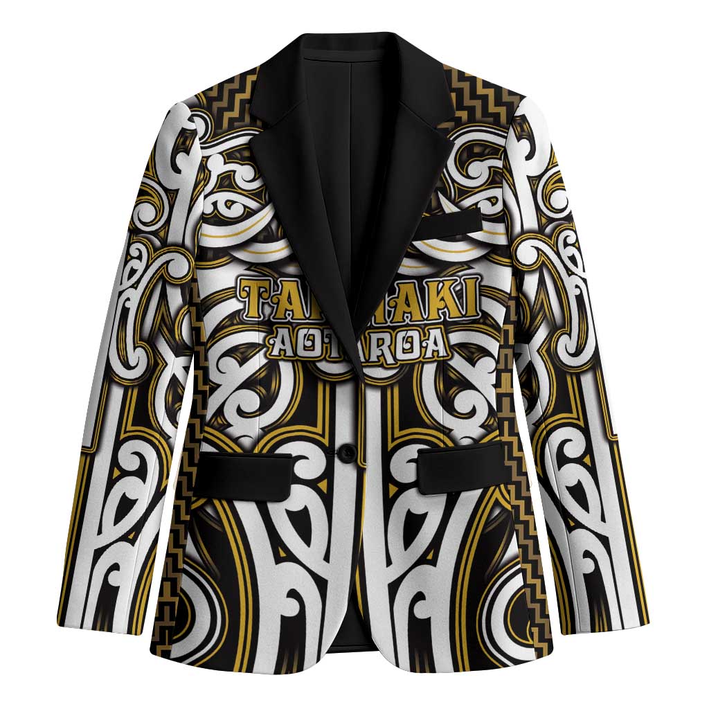Custom Aotearoa Taranaki Blazer Maori Tribal Pattern Mix Poutama LT05 Unisex Yellow - Polynesian Pride