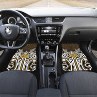 Custom Aotearoa Taranaki Car Mats Maori Tribal Pattern Mix Poutama LT05 Set 2pcs - Front Yellow - Polynesian Pride