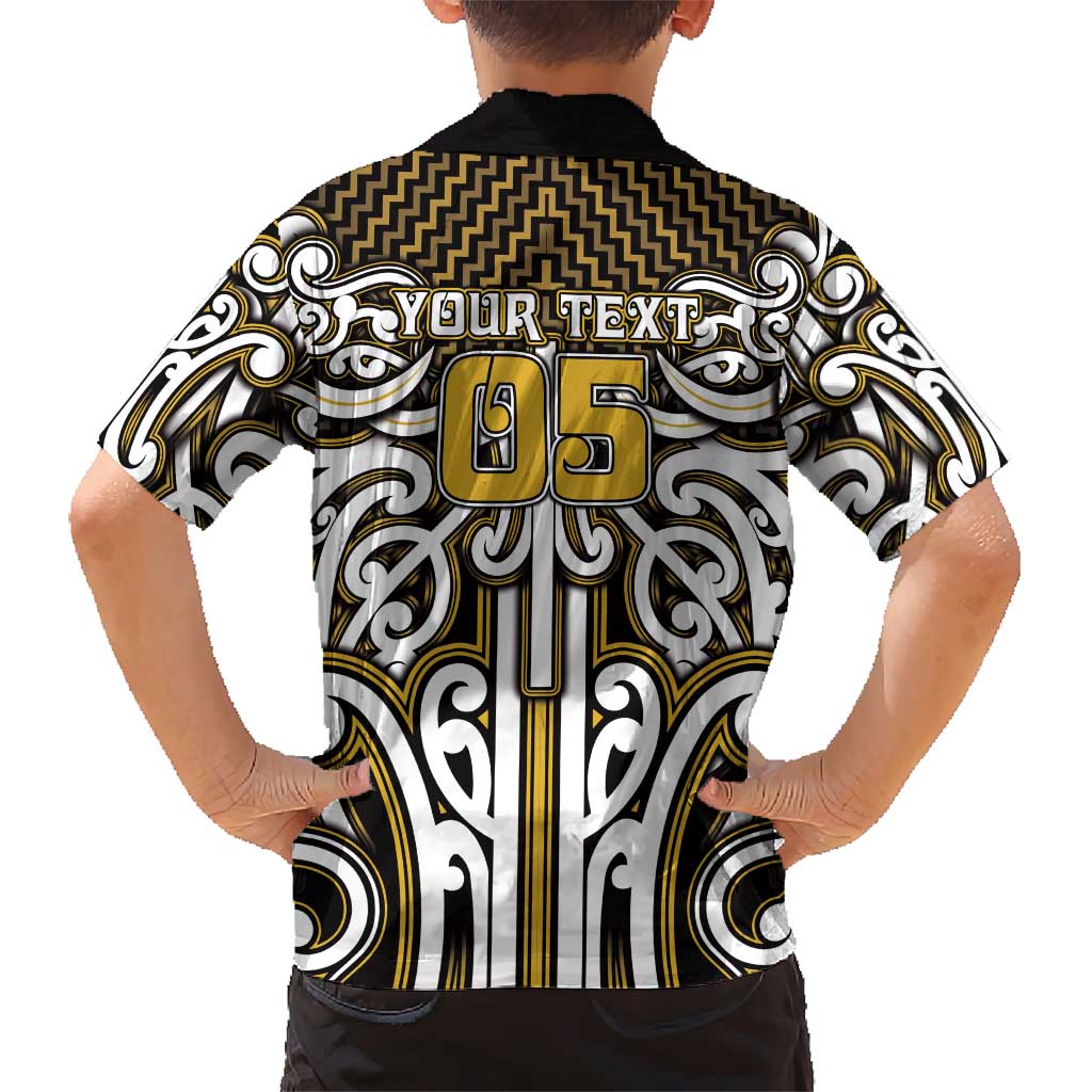 Custom Aotearoa Taranaki Kid Hawaiian Shirt Maori Tribal Pattern Mix Poutama LT05 - Polynesian Pride
