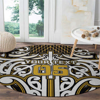 Custom Aotearoa Taranaki Round Carpet Maori Tribal Pattern Mix Poutama LT05 - Polynesian Pride