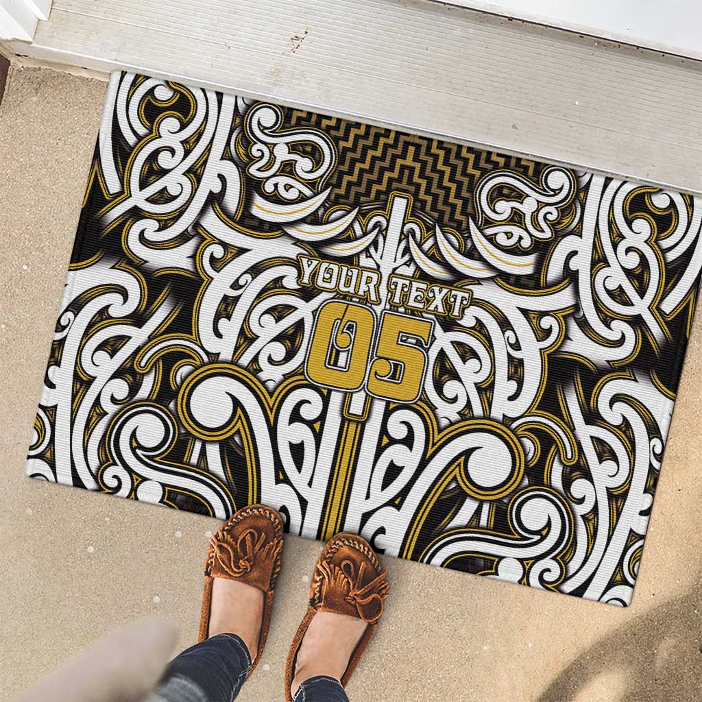 Custom Aotearoa Taranaki Rubber Doormat Maori Tribal Pattern Mix Poutama LT05 - Polynesian Pride