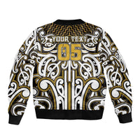 Custom Aotearoa Taranaki Sleeve Zip Bomber Jacket Maori Tribal Pattern Mix Poutama LT05 - Polynesian Pride