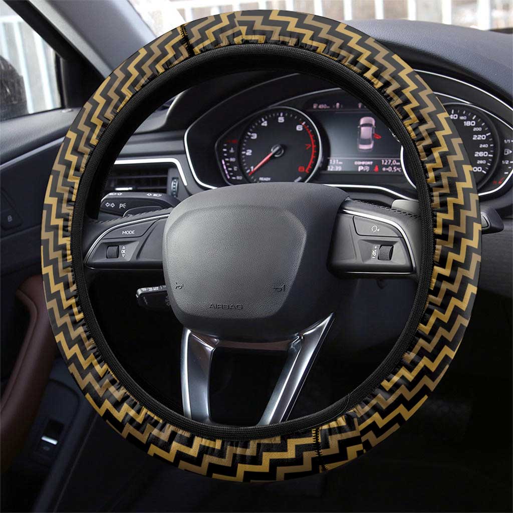 Aotearoa Taranaki Steering Wheel Cover Maori Tribal Pattern Mix Poutama LT05 - Polynesian Pride