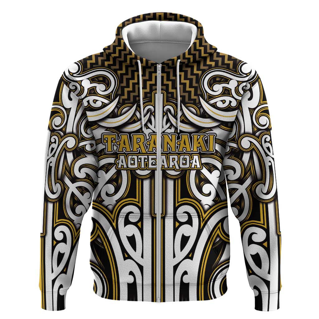 Custom Aotearoa Taranaki Zip Hoodie Maori Tribal Pattern Mix Poutama LT05 Zip Hoodie Yellow - Polynesian Pride