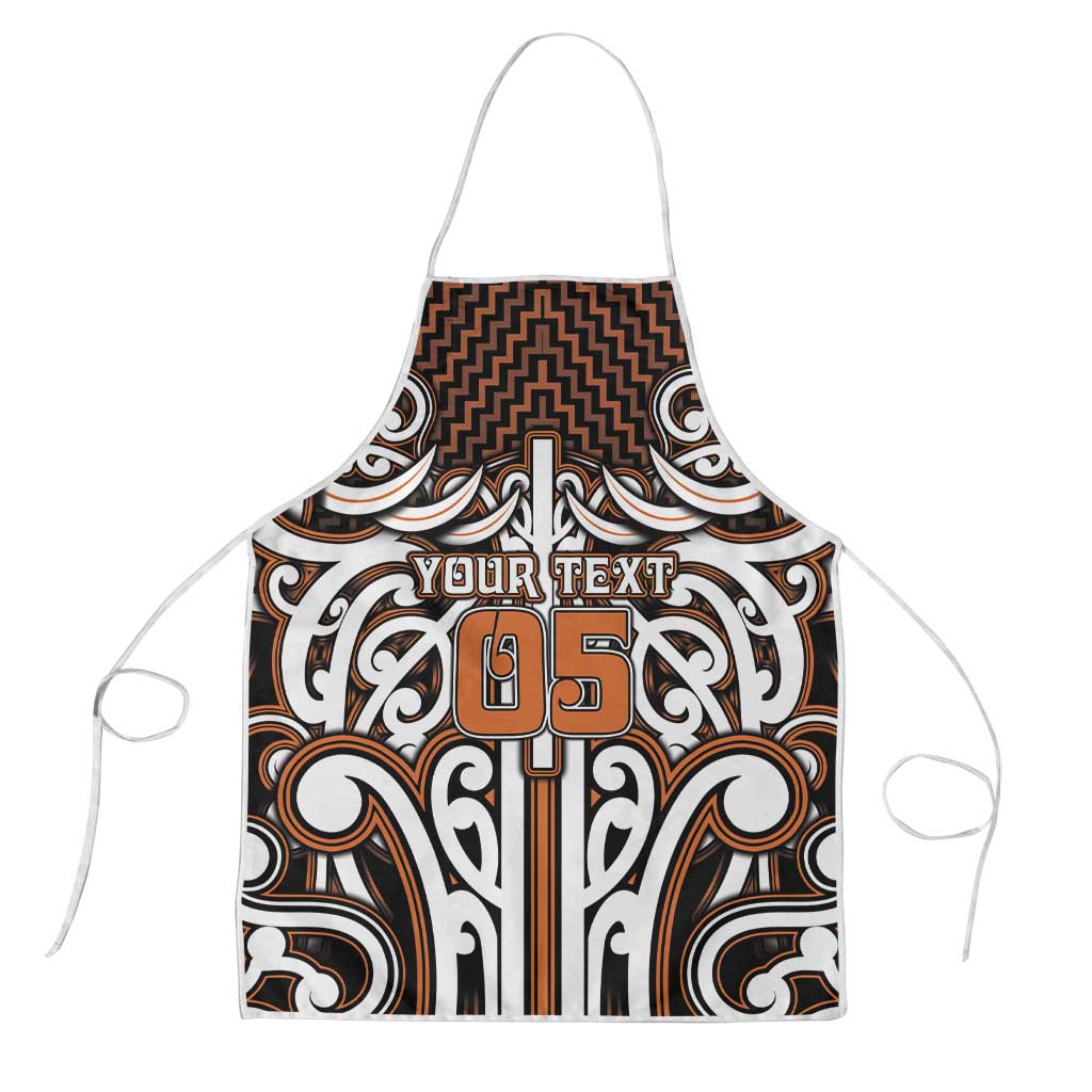 Custom Aotearoa Waikato Apron Maori Tribal Pattern Mix Poutama LT05 Orange - Polynesian Pride