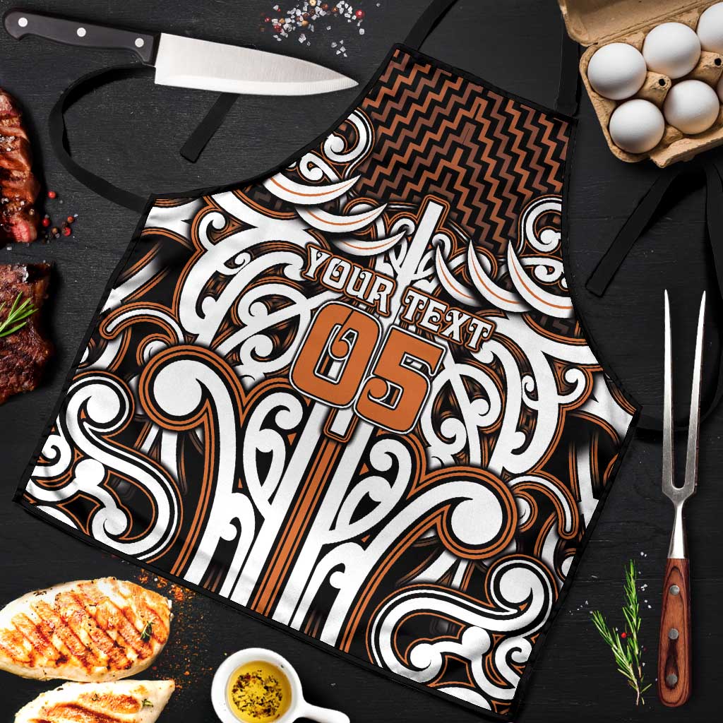 Custom Aotearoa Waikato Apron Maori Tribal Pattern Mix Poutama LT05 Orange - Polynesian Pride