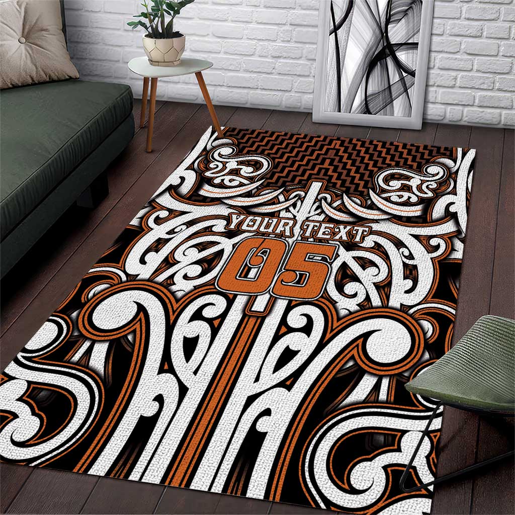 Custom Aotearoa Waikato Area Rug Maori Tribal Pattern Mix Poutama LT05 Orange - Polynesian Pride