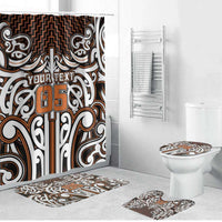 Custom Aotearoa Waikato Bathroom Set Maori Tribal Pattern Mix Poutama LT05 Bathroom Set (4 pcs) Orange - Polynesian Pride