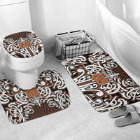 Custom Aotearoa Waikato Bathroom Set Maori Tribal Pattern Mix Poutama LT05 Mat Set Only (3 pcs) One Size Orange - Polynesian Pride