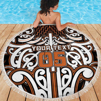 Custom Aotearoa Waikato Beach Blanket Maori Tribal Pattern Mix Poutama LT05 - Polynesian Pride
