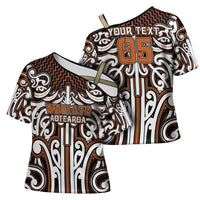 Custom Aotearoa Waikato Cross Shoulder Shirt Maori Tribal Pattern Mix Poutama LT05 - Polynesian Pride