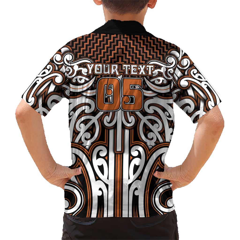 Custom Aotearoa Waikato Kid Hawaiian Shirt Maori Tribal Pattern Mix Poutama LT05 - Polynesian Pride