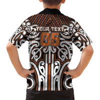 Custom Aotearoa Waikato Kid Hawaiian Shirt Maori Tribal Pattern Mix Poutama LT05 - Polynesian Pride