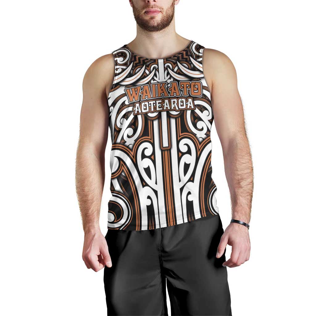 Custom Aotearoa Waikato Men Tank Top Maori Tribal Pattern Mix Poutama LT05 - Polynesian Pride