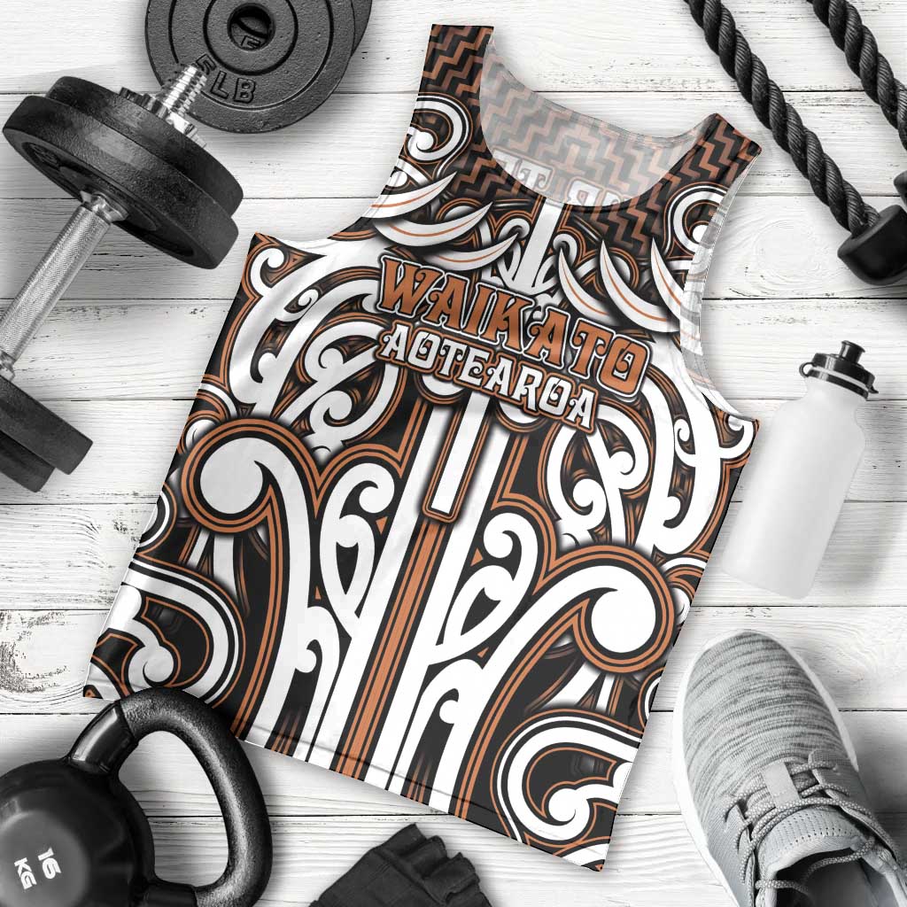 Custom Aotearoa Waikato Men Tank Top Maori Tribal Pattern Mix Poutama LT05 - Polynesian Pride