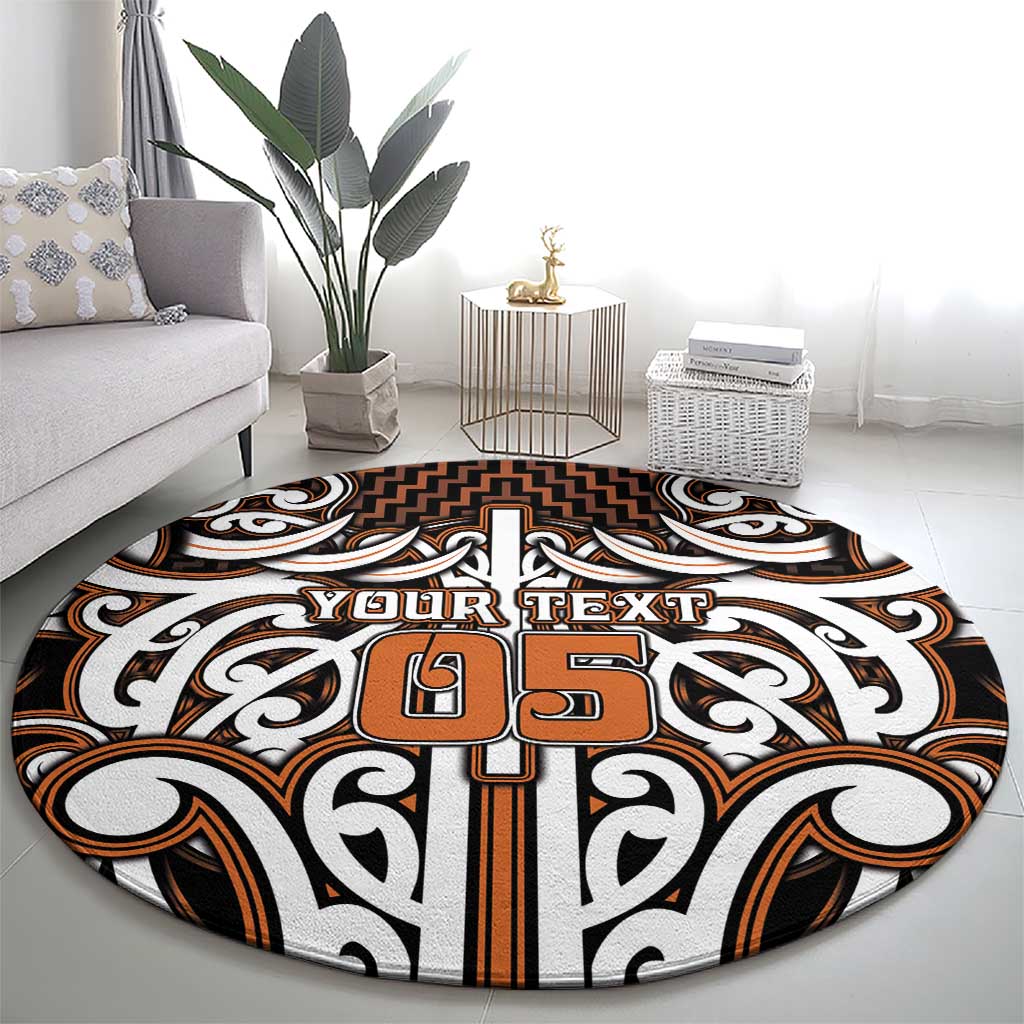 Custom Aotearoa Waikato Round Carpet Maori Tribal Pattern Mix Poutama LT05 - Polynesian Pride