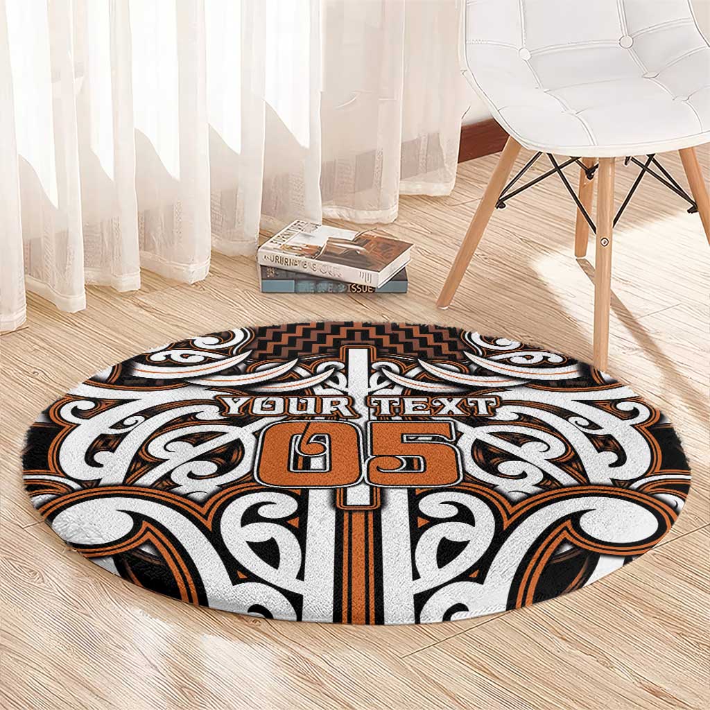 Custom Aotearoa Waikato Round Carpet Maori Tribal Pattern Mix Poutama LT05 - Polynesian Pride