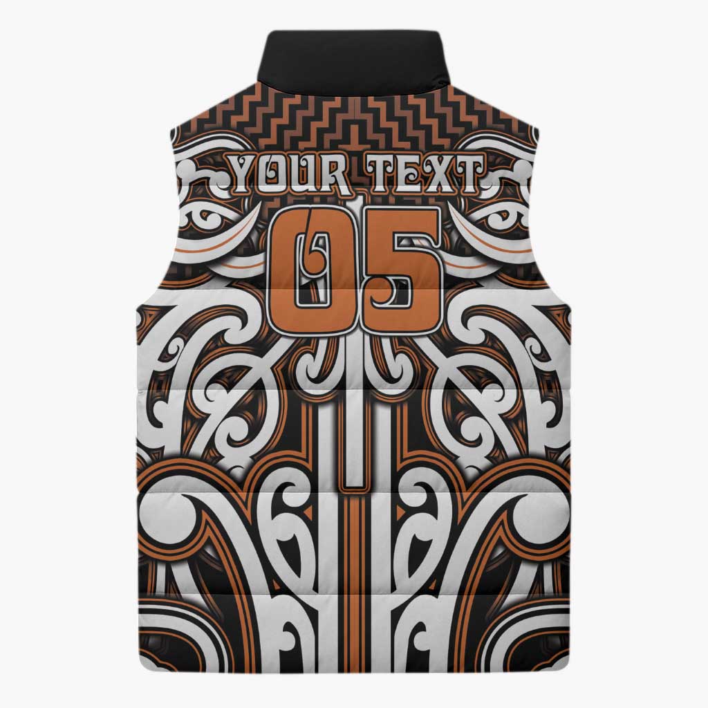 Custom Aotearoa Waikato Sleeveless Puffer Jacket Maori Tribal Pattern Mix Poutama LT05 - Polynesian Pride