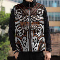Custom Aotearoa Waikato Sleeveless Puffer Jacket Maori Tribal Pattern Mix Poutama LT05 - Polynesian Pride