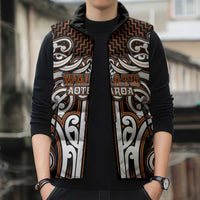 Custom Aotearoa Waikato Sleeveless Puffer Jacket Maori Tribal Pattern Mix Poutama LT05 - Polynesian Pride