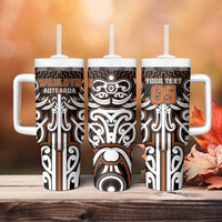 Custom Aotearoa Waikato Tumbler With Handle Maori Tribal Pattern Mix Poutama LT05 - Polynesian Pride
