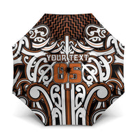 Custom Aotearoa Waikato Umbrella Maori Tribal Pattern Mix Poutama LT05 One Size Folded 11.42 inch Opened Diameter 37.4 inch Orange - Polynesian Pride