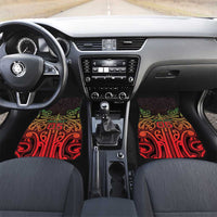 Custom Aotearoa Tuhoe Car Mats Maori Tribal Pattern Mix Poutama LT05 Set 2pcs - Front Black - Polynesian Pride