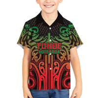 Custom Aotearoa Tuhoe Kid Hawaiian Shirt Maori Tribal Pattern Mix Poutama LT05 Kid Black - Polynesian Pride